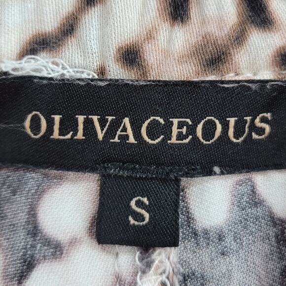 Olivaceous Womens Jumpsuit Size S White Brown Snake Print Halter Tassel Backless - Picture 2 of 13